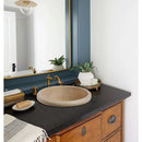 Handcrafted Natural Stone Round Travertine Beige Vessel Sink