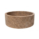 Noce Brown Round Travertine Vessel Sink 16 Inch Diameter