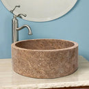Noce Brown Round Travertine Vessel Sink 16 Inch Diameter