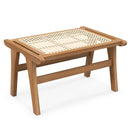 Natural Teak Wooden Foot Rest with Handwoven Rattan by LJGDeals