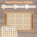 Natural Teak Wooden Foot Rest with Handwoven Rattan by DirectDeals