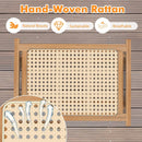 Natural Teak Wooden Foot Rest with Handwoven Rattan by LJGDeals