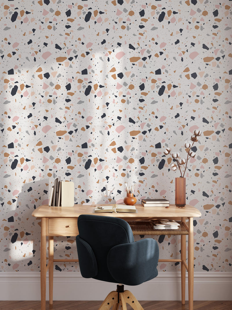 Modern Terrazzo Wallpaper - Chic Speckled Stone Pattern