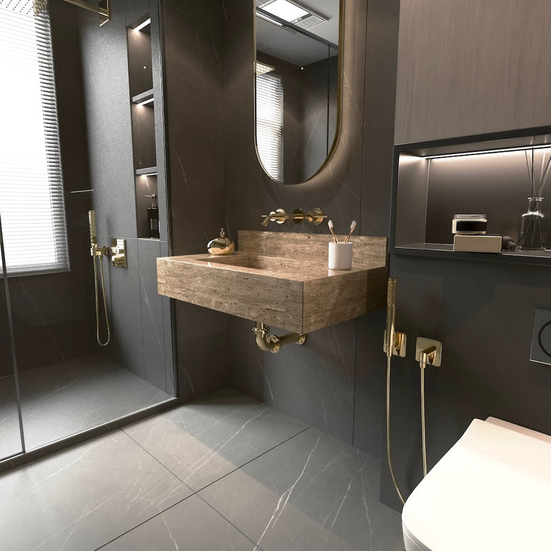 Bathroom Travertine Stone Sink, Wall Mount Washbasin, photo 2 of 2