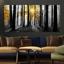 Nature Misty Foggy Autumn Forest Canvas Wall Art Print