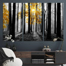 Nature Misty Foggy Autumn Forest Canvas Wall Art Print