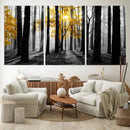 Nature Misty Foggy Autumn Forest Canvas Wall Art Print
