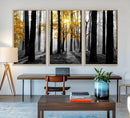 Nature Misty Foggy Autumn Forest Canvas Wall Art Print