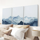 Blue Abstract Watercolor Mountain 3 Piece Decor by Wall Art Set