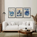 The Great Wave of Kanagawa Japanese Woodblock Art Print by Wall Art Set
