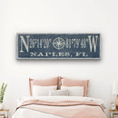 Personalized Coordinates Compass Rose Canvas Sign