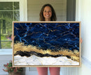 Navy Blue Marble Fluid Effect Wall Art Abstract Canvas Wall by MyGreatCanvas | Canvas Wall Art Prints | Photo Prints & Wall Decor