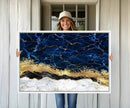 Navy Blue Marble Fluid Effect Wall Art Abstract Canvas Wall by MyGreatCanvas | Canvas Wall Art Prints | Photo Prints & Wall Decor