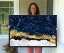 Navy Blue Marble Fluid Effect Wall Art Abstract Canvas Wall by MyGreatCanvas | Canvas Wall Art Prints | Photo Prints & Wall Decor