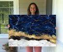 Navy Blue Marble Fluid Effect Wall Art Abstract Canvas Wall by MyGreatCanvas | Canvas Wall Art Prints | Photo Prints & Wall Decor