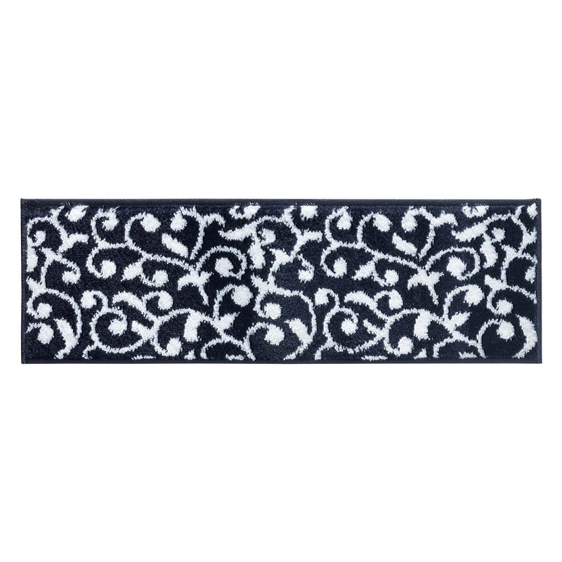 Stair Treads Rug 9"x28" Leaves Collection | Navy-White