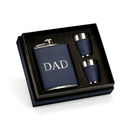 Navy Leatherette Flask & Stainless Steel Shot Glass Set by creativegiftsdirect