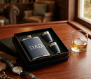 Navy Leatherette Flask & Stainless Steel Shot Glass Set by creativegiftsdirect