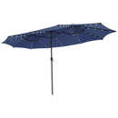 15 Feet Twin Patio Umbrella with 48 Solar LED Lights-Beige by DirectDeals