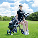 3 Wheels Push Pull Golf Trolley with Scoreboard Bag by LJGDeals