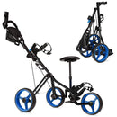 3 Wheels Push Pull Golf Trolley with Scoreboard Bag by LJGDeals