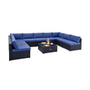 10 Piece Outdoor Wicker Conversation Set with Seat and Back Cushions by LJGDeals