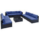 10 Piece Outdoor Wicker Conversation Set with Seat and Back Cushions by LJGDeals