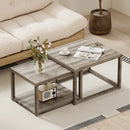 Nesting Coffee Table Set of 2 Stackable Rectangular End Tables-Gray by LJGDeals
