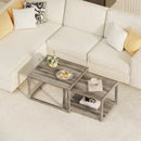 Nesting Coffee Table Set of 2 Stackable Rectangular End Tables-Gray by LJGDeals