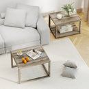 Nesting Coffee Table Set of 2 Stackable Rectangular End Tables-Gray by LJGDeals
