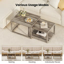 Nesting Coffee Table Set of 2 Stackable Rectangular End Tables-Gray by LJGDeals