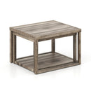 Nesting Coffee Table Set of 2 Stackable Rectangular End Tables-Gray by LJGDeals