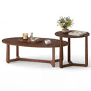 Nesting Coffee Table Set of 2 with Wood Veneered Top and Solid Rubber Wood Legs by LJGDeals