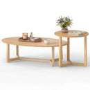 Nesting Coffee Table Set of 2 with Wood Veneered Top and Solid Rubber Wood Legs by LJGDeals