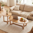 Nesting Coffee Table Set of 2 with Wood Veneered Top and Solid Rubber Wood Legs by LJGDeals
