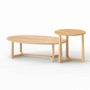 Nesting Coffee Table Set of 2 with Wood Veneered Top and Solid Rubber Wood Legs by LJGDeals