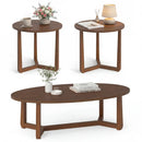 Nesting Coffee Table Set of 3 with Wood Veneered Top and Solid Rubber Wood Legs for Living Room by DirectDeals