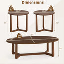 Nesting Coffee Table Set of 3 with Wood Veneered Top and Solid Rubber Wood Legs for Living Room by LJGDeals