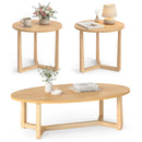 Nesting Coffee Table Set of 3 with Wood Veneered Top and Solid Rubber Wood Legs for Living Room by LJGDeals