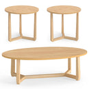 Nesting Coffee Table Set of 3 with Wood Veneered Top and Solid Rubber Wood Legs for Living Room by LJGDeals