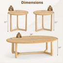 Nesting Coffee Table Set of 3 with Wood Veneered Top and Solid Rubber Wood Legs for Living Room by LJGDeals