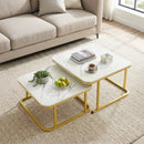 Nesting Coffee Table Set of 2 with Faux Marble Top by LJGDeals