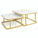 Nesting Coffee Table Set of 2 with Faux Marble Top by LJGDeals