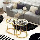 Nesting Coffee Table Set of 2 with Tempered Glass Tabletop-Golden by LJGDeals