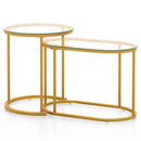 Nesting Coffee Table Set of 2 with Tempered Glass Tabletop-Golden by LJGDeals