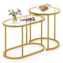 Nesting Coffee Table Set of 2 with Tempered Glass Tabletop-Golden by LJGDeals