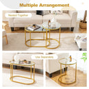 Nesting Coffee Table Set of 2 with Tempered Glass Tabletop-Golden by LJGDeals