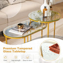 Nesting Coffee Table Set of 2 with Tempered Glass Tabletop-Golden by LJGDeals