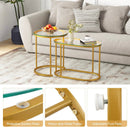 Nesting Coffee Table Set of 2 with Tempered Glass Tabletop-Golden by LJGDeals