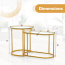 Nesting Coffee Table Set of 2 with Tempered Glass Tabletop-Golden by LJGDeals